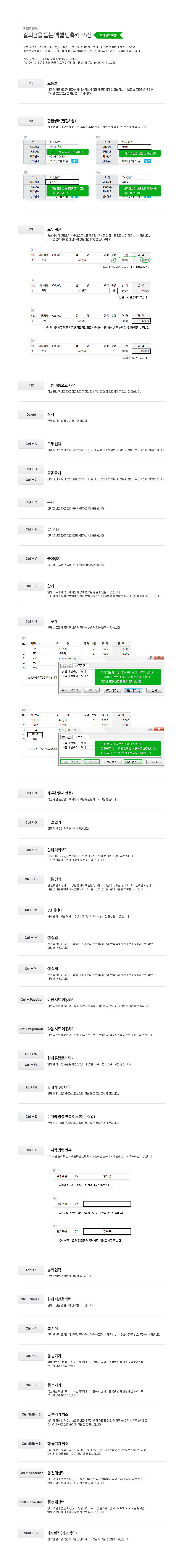 칼퇴근을 돕는 엑셀단축키 35선 칼퇴근을 돕는 엑셀단축키 35선